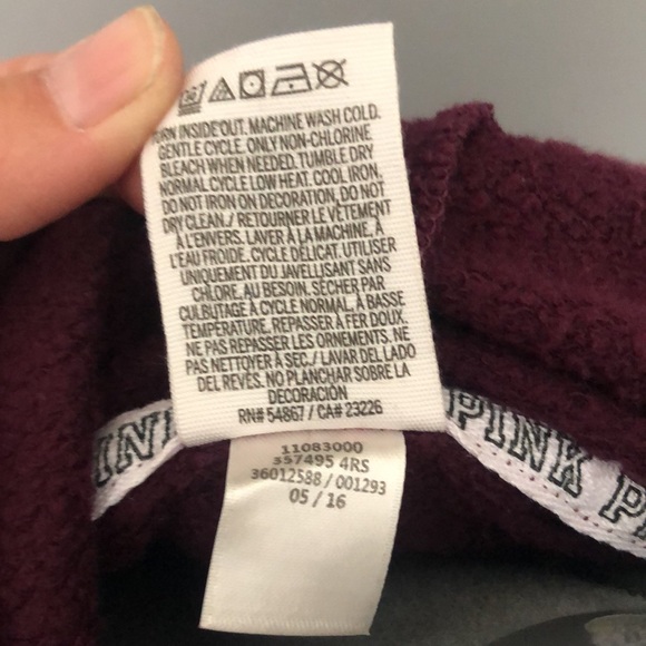 Pink Victoria Secret 3/4 zipper hooded sweatshirt - Picture 5 of 8